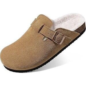 NIB KIDMI Womens Suede Fur Lined Clogs Adjustable Buckle Cork Footbed Mules Sz 7